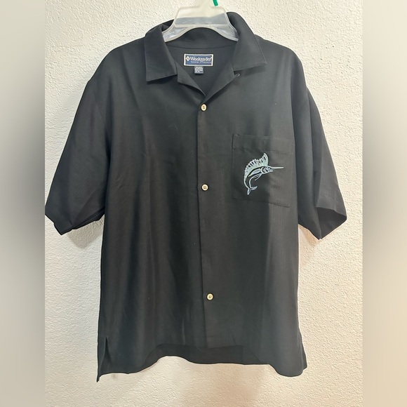 Weekender Shirt Embroidered Swordfish Button Up Black Mens M - Picture 1 of 5